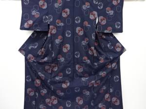 亀甲に花模様織り出し西陣伝承紬着物アンサンブル